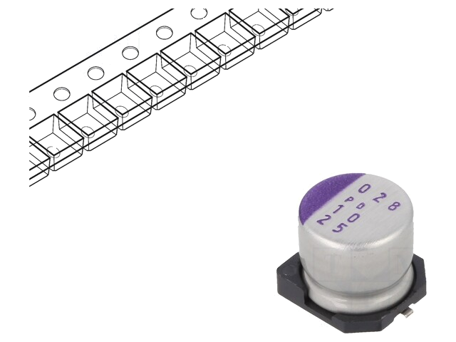 Condensator: polymeer; 10uF; 25VDC; SVPD; SMD; ±20%; -55÷125°C; 65mΩ Condensator: polymeer; 10uF; 25VDC; SVPD; SMD; ±20%; -55÷125°C; 65mΩ